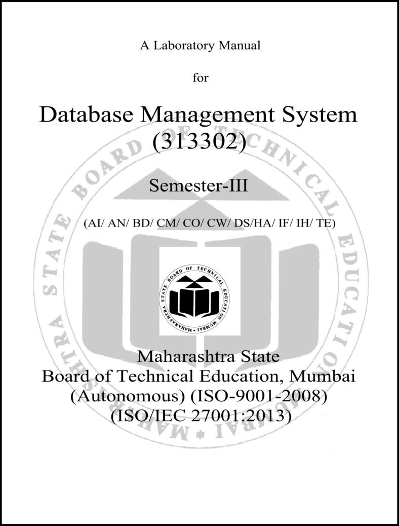 Database Management System Lab Manual