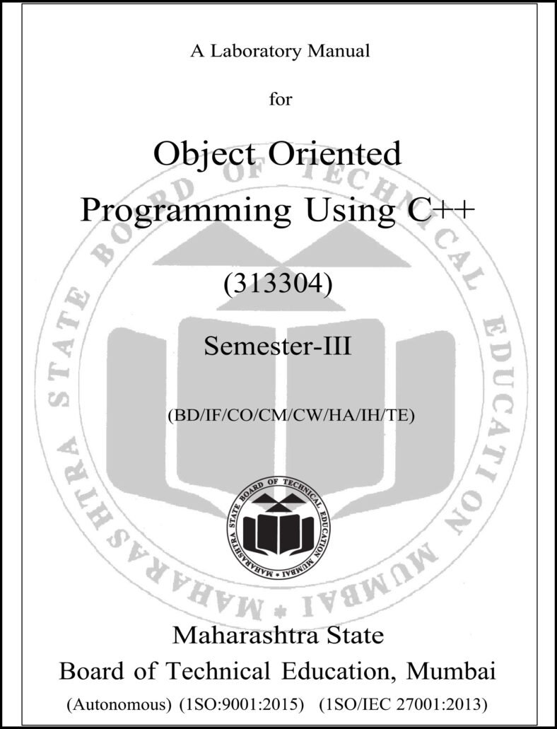 Object Oriented Programming using c++ Lab Manual PDF