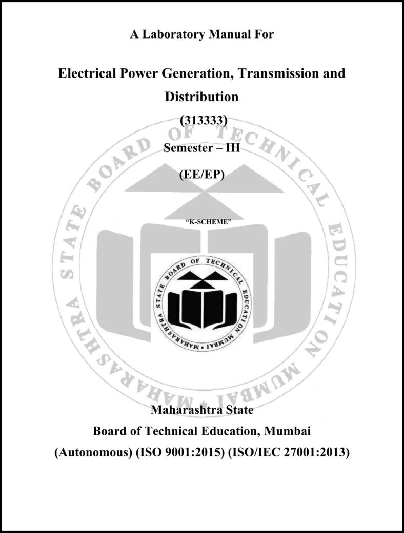 Electrical Power Generation, Transmission and Distribution Lab Manual - 313333