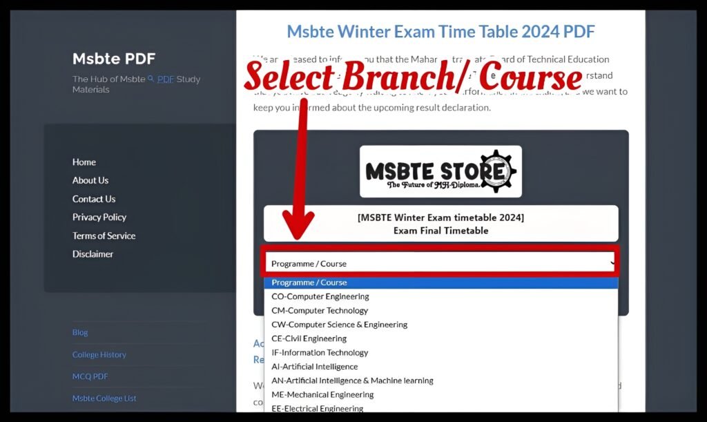 Time Table for Winter 2024 Theory Examination